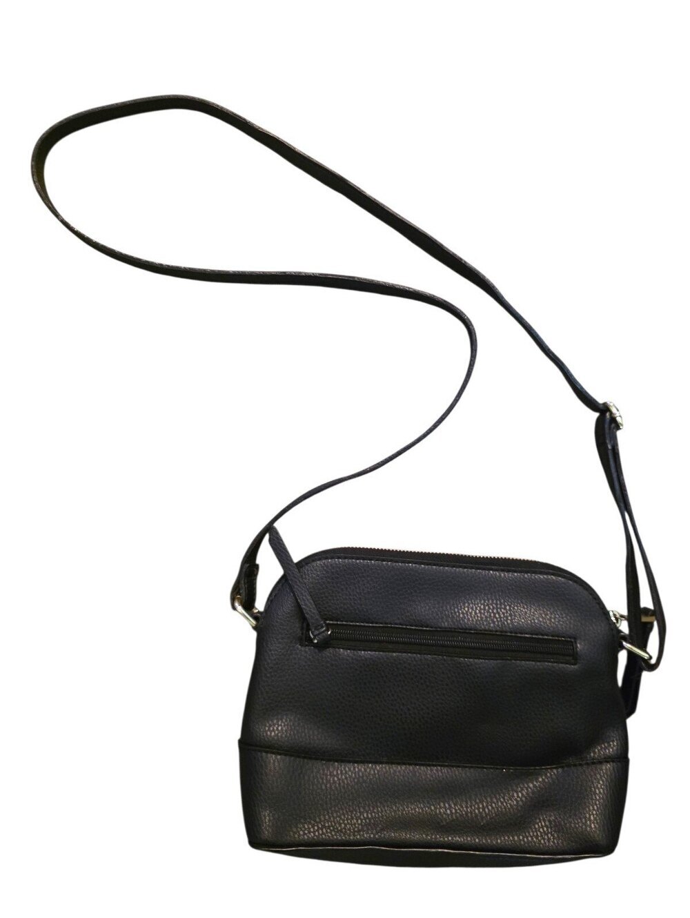 Jessica Simpson Black Faux Leather Crossbody Camera Bag Bow Leopard Lining - Picture 2 of 10